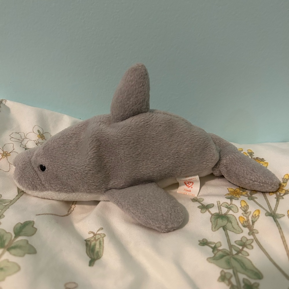 1993 Ty Beanie Baby "Flash" Retired Dolphin RARE PVC FILLING